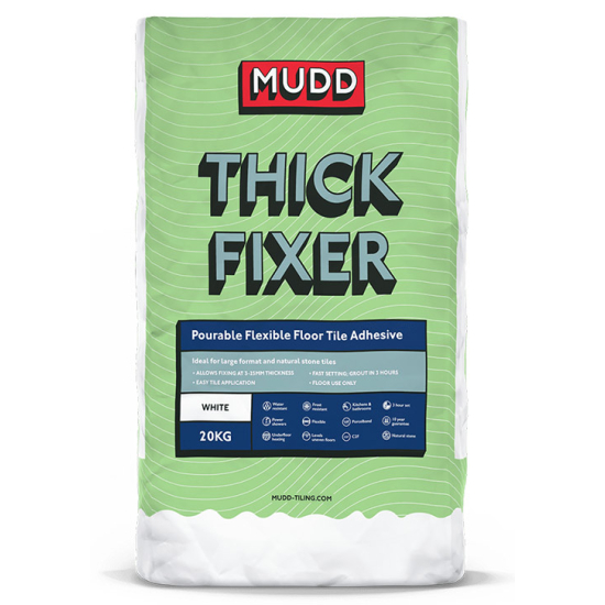 MUDD Thick Fixer Pourable Flexible Floor Tile Adhesive White20Kg