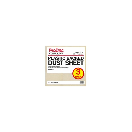 ProDec Contractor Poly Backed Cotton Twill Dust Sheet3.6x2.7m3PK