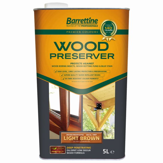 Barrettine Wood Preserver Light Brown 5L