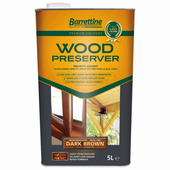 Barrettine Wood Preserver Dark Brown 5L