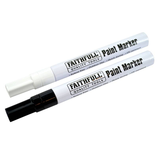 Faithfull FAIPMBLKWHI Paint Marker Pen Black & White PK 2