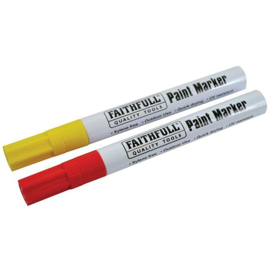 Faithfull FAIPMYELRED Paint Marker Pen Yellow & Red PK 2