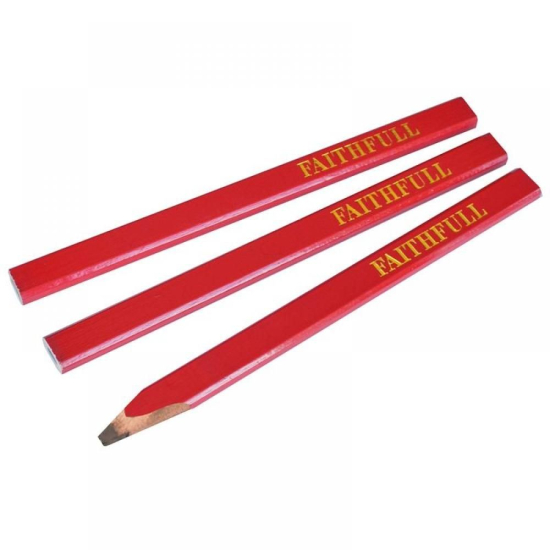 Faithfull FAICPR Carpenter's Pencils - Red / Medium PK 3