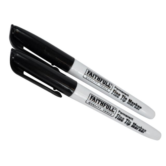 Faithfull FAIFTMBLK2 Fibre Tip Marker Pen Black PK 2