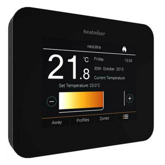 Heatmiser Colour Display Thermostat neoUltra Black