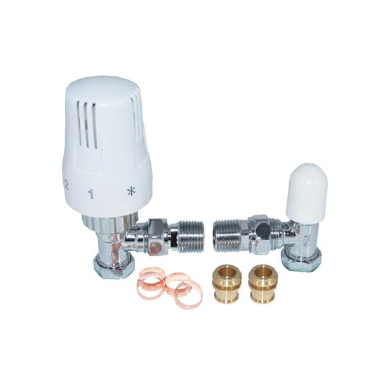 Europa 2 Thermostatic Radiator Valves Twin Pack 15mm Angled
