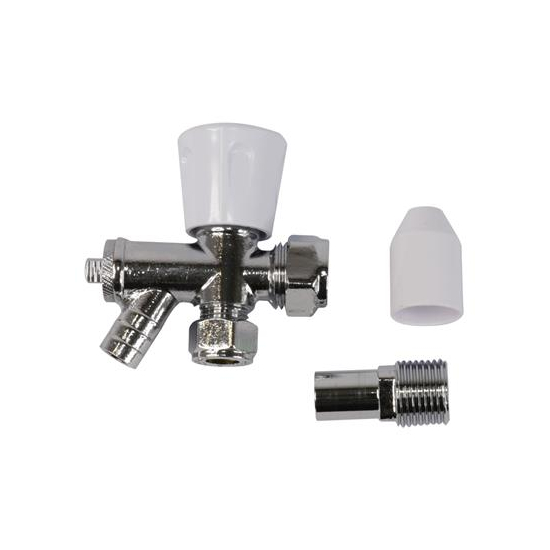 Pioneer Angled Radiator Valves with Drain Off Cock 15mm