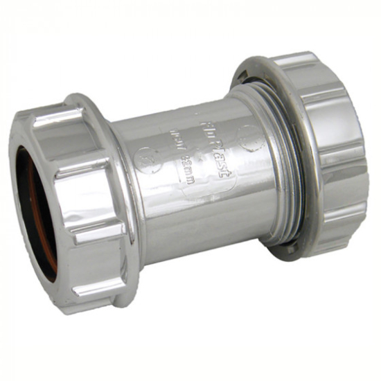 FloPlast Chrome Style Compression Waste Straight Coupling 40mm