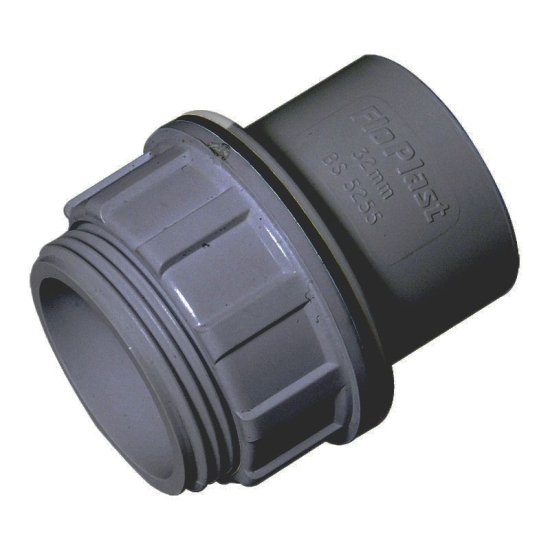FloPlast ABS Solvent Weld Tank Connector Grey 40mm