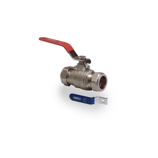 Lever Ball Valves Red & Blue Handled C x C 54mm