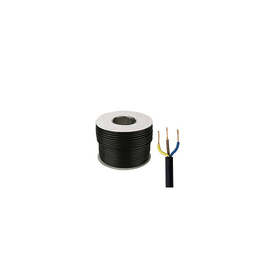 100m 3 Core Black Circular PVC Flex Cable 3183Y 2.5mm