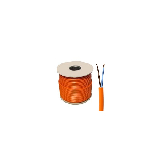 100m 2 Core Orange Circular PVC Flexible Cable 3182Y 1.0mm