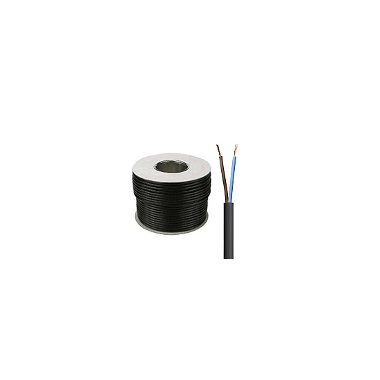 100m 2 Core Black Circular PVC Flexible Cable 3182Y 2.5mm