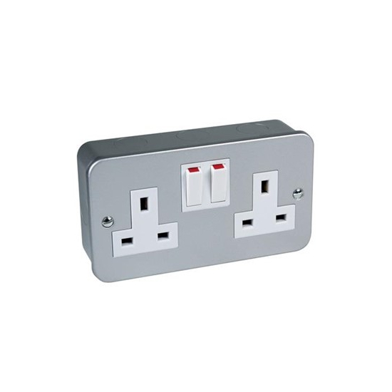 Axiom 13A Metal Clad Switched Socket Twin