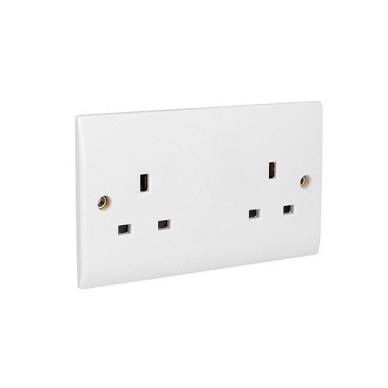 Axiom Flat 13A Twin Socket Unswitched 2 Gang