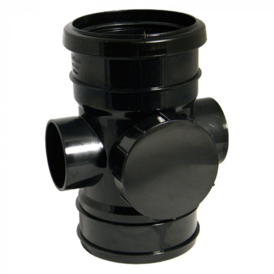 FloPlast Pushfit Soil Access Pipe Socket /Solvent Black 110mm