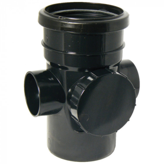 FloPlast Pushfit Soil Access Pipe Socket/Spigot Black 110mm