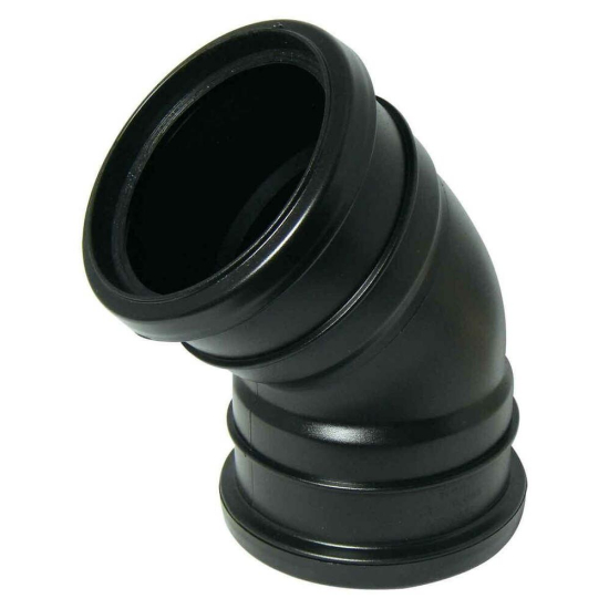 Pushfit Soil Double Socket Bend 135° Black 110mm