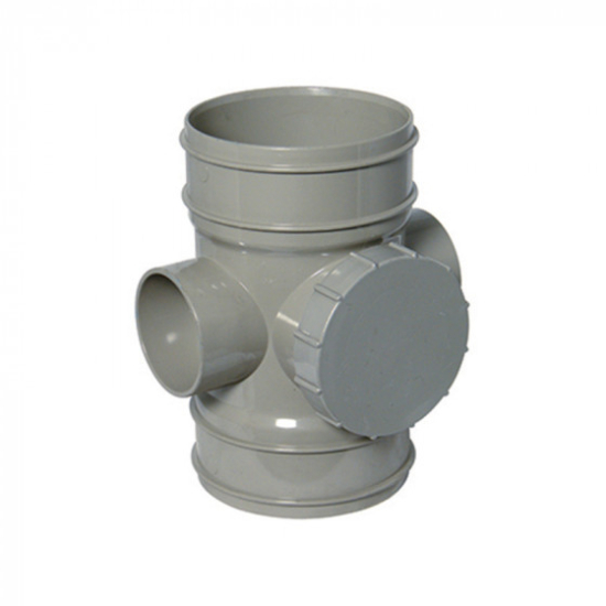 FloPlast Solvent Soil Access Pipe Double Socket Grey 110mm