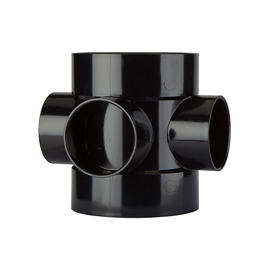 Solvent Soil Three Way Boss Pipe Connector Black 110mm