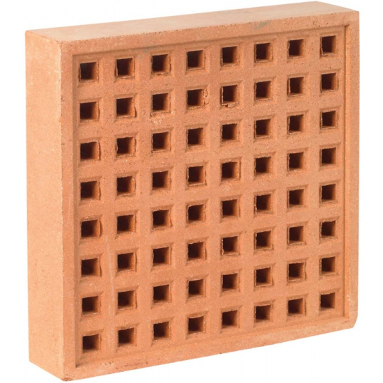 Square Hole Clay Airbrick Red 215mm x 215mm