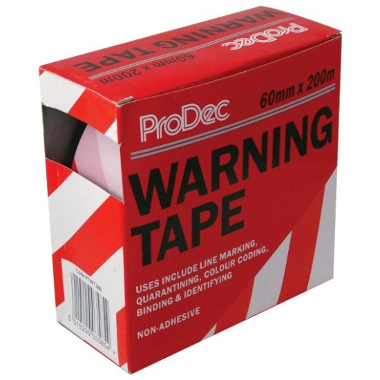 ProDec Red and White Warning Tape 60mm x 200m