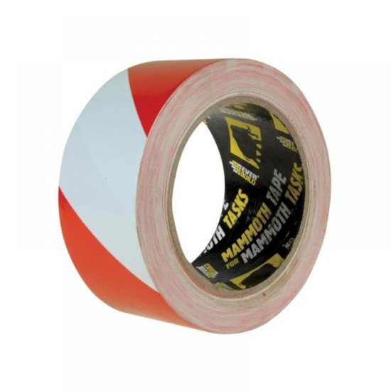 PVC Hazard Tape Red & White 50mm x 33m