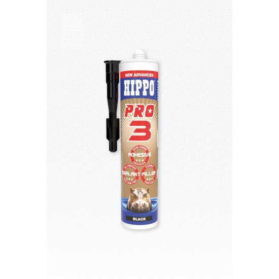 Hippo Pro 3 Adhesive Sealant & Filler Tube Black 290ml
