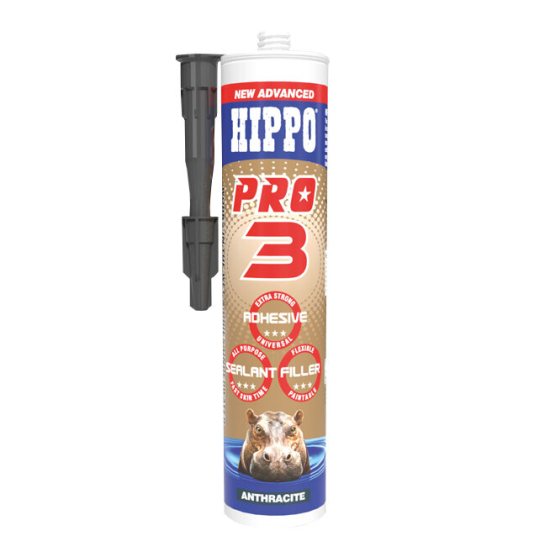 Hippo Pro 3 Adhesive Sealant & Filler Tube Anthracite 290ml