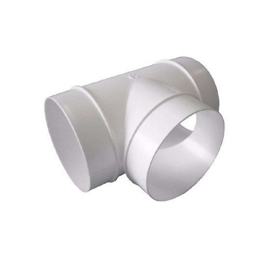 Round Equal T Piece For 150mm Ducting System White PVC Rigid Pip