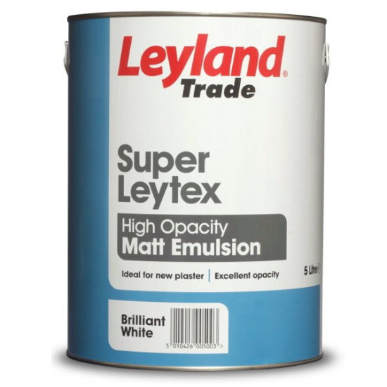 Leyland Trade Super Leytex Matt Emulsion Paint Brilliant White5L