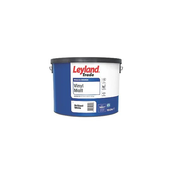 Leyland Trade Vinyl Matt Emulsion Paint  Brilliant White 10L