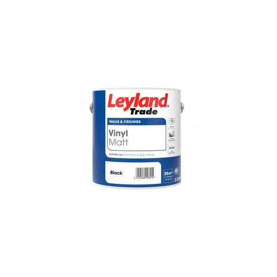 Leyland Trade Vinyl Matt Emulsion Paint Black 1L