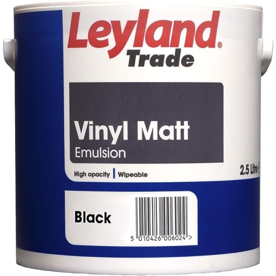 Leyland Trade Vinyl Matt Emulsion Paint Black 2.5L