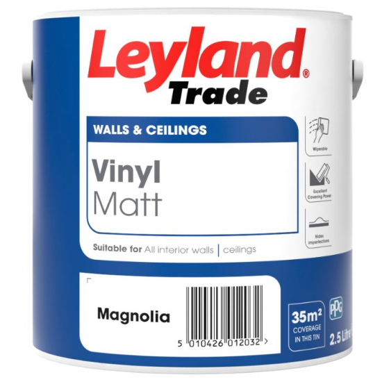 Leyland Trade Vinyl Matt Emulsion Paint Magnolia 2.5L
