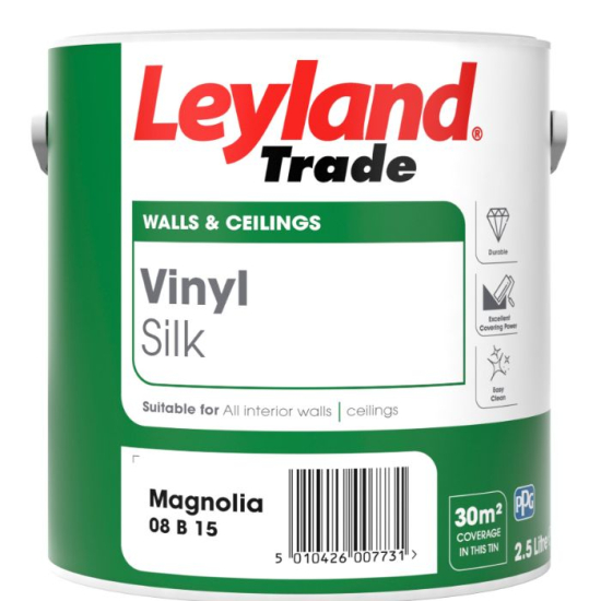 Leyland Trade Vinyl Silk Emulsion Paint Magnolia 2.5L