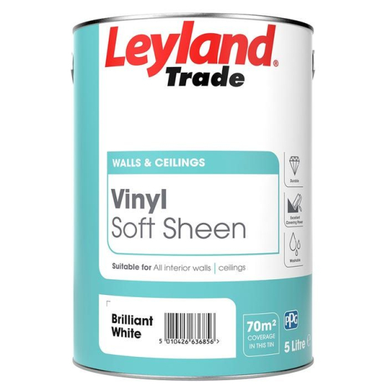 Leyland Trade Soft Sheen  Emulsion Paint Brilliant White 5L