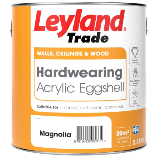 Leyland Trade Acrylic Eggshell  Emulsion Paint Magnolia 2.5L