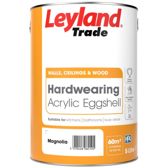 Leyland Trade Acrylic Eggshell  Emulsion Paint Magnolia 5L