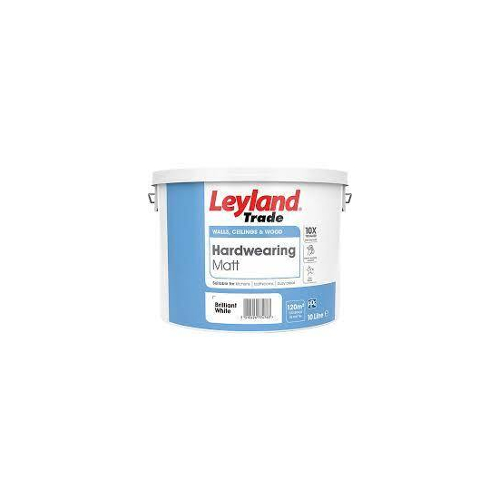 Leyland Trade  Hardwearing Matt Paint Brilliant White 10L