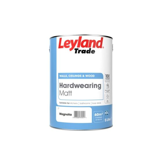 Leyland Trade  Hardwearing Matt Paint Magnolia 5L