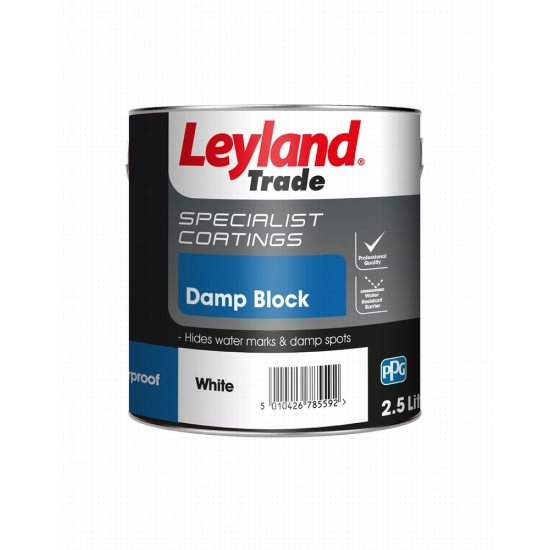 Leyland Trade Damp Block Paint  White 2.5L