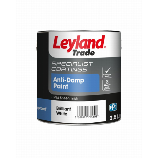 Leyland Trade Anti-Damp Paint Brilliant White 2.5L