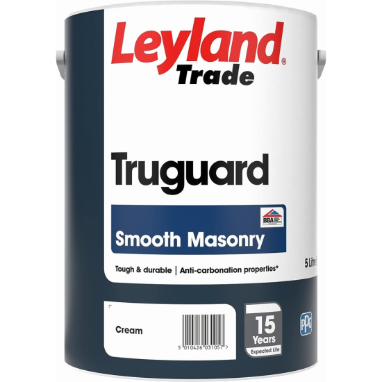 Leyland Trade Truguard Smooth Masonry Paint Cream 5L