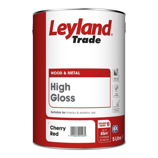 Leyland Trade High Gloss Paint Cherry Red  5L