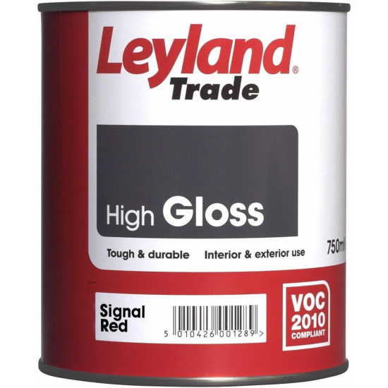 Leyland Trade High Gloss Paint Signal Red  750ml