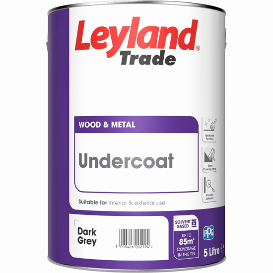 Leyland Trade Undercoat Paint Mid Grey 5L