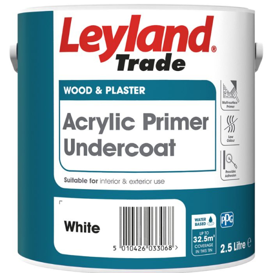 Leyland Trade Acrylic Primer Undercoat White 2.5L