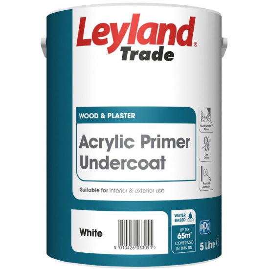 Leyland Trade Acrylic Primer Undercoat White 5L