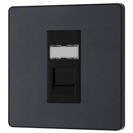 BG Evolve Matt Black Single RJ45 Telephone Socket